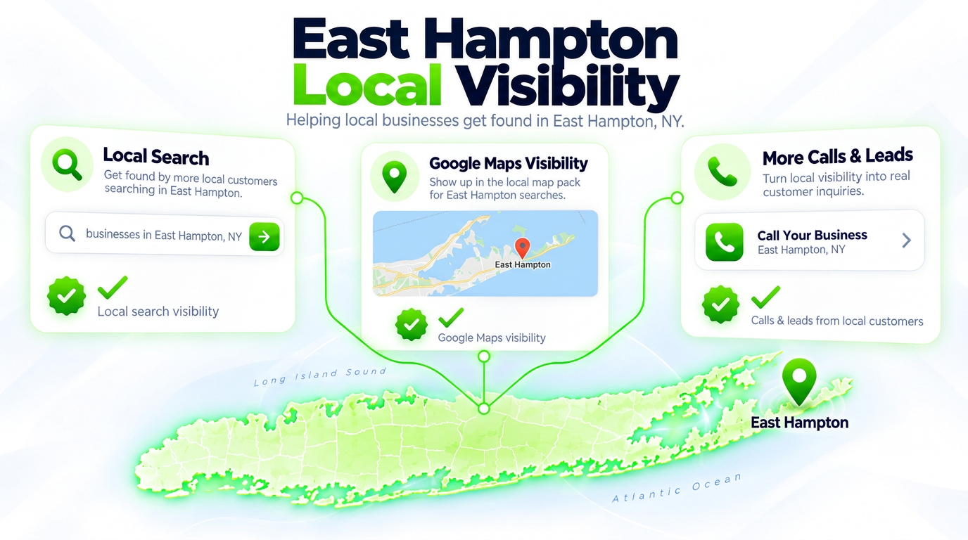 SEO Juggernaut search bar connected to AI chat assistants and a Google Maps pack over a East Hampton neighborhood