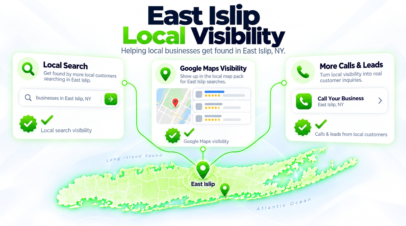 SEO Juggernaut search bar connected to AI chat assistants and a Google Maps pack over a East Islip neighborhood
