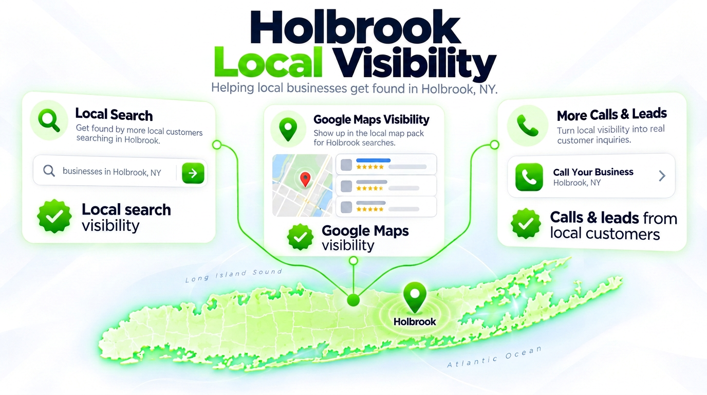 SEO Juggernaut search bar connected to AI chat assistants and a Google Maps pack over a Holbrook neighborhood
