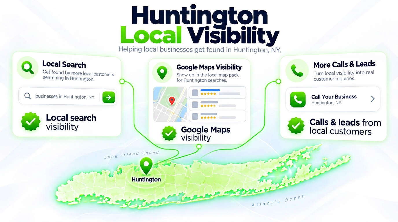 SEO Juggernaut search bar connected to AI chat assistants and a Google Maps pack over a Huntington neighborhood